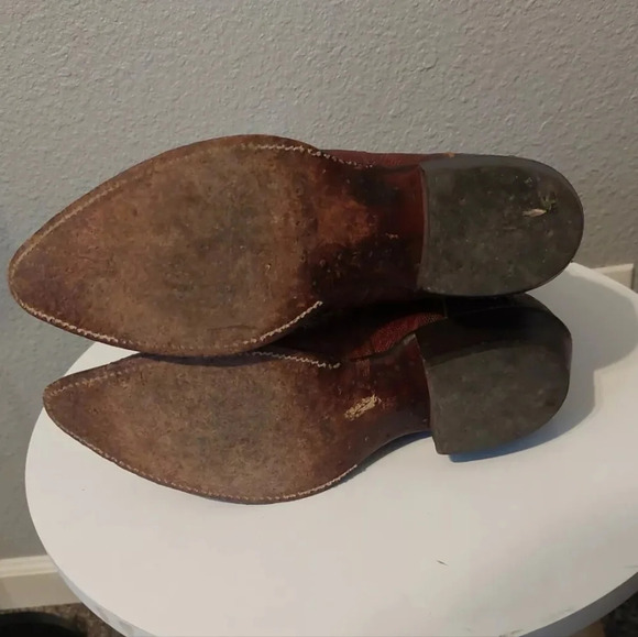 Justin Boots Men's 9B Exotic Lizard Brown Leather Pull-on pointed toe Western - Picture 6 of 6